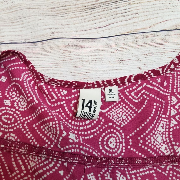 14th & Union Dot Pattern Burgundy Blouse Sz XL - Picture 6 of 8